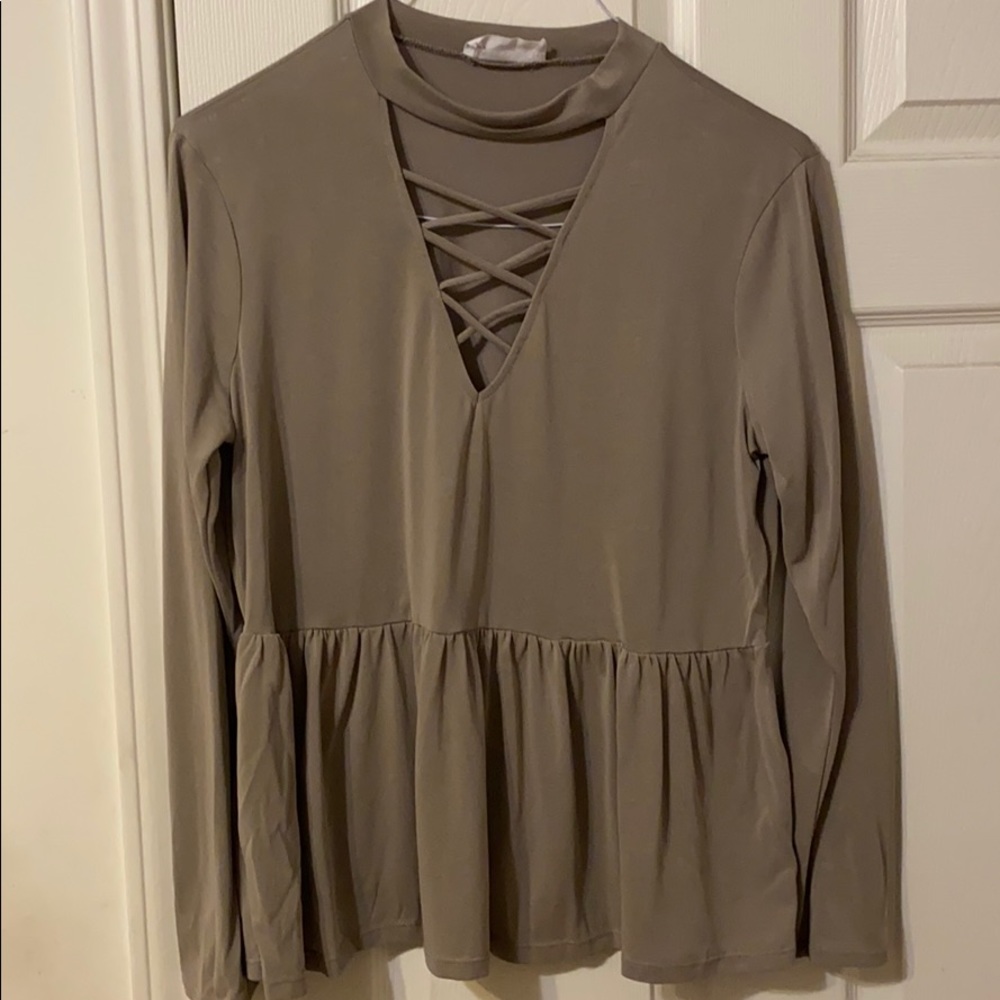 Tan top with V Cut